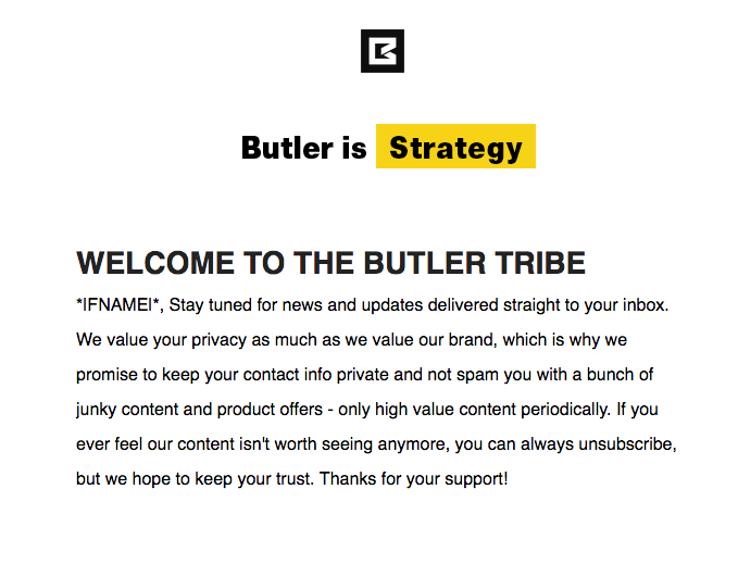 Welcome to the Butler Tribe Email