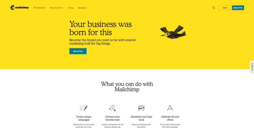 MailChimp Home Page