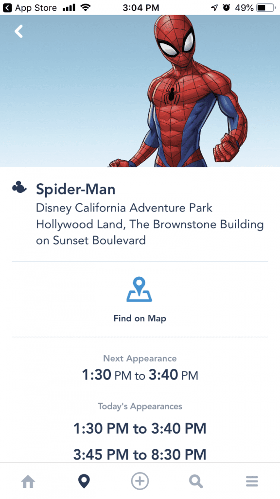 Spider-Man Book an Experience Disneyland App